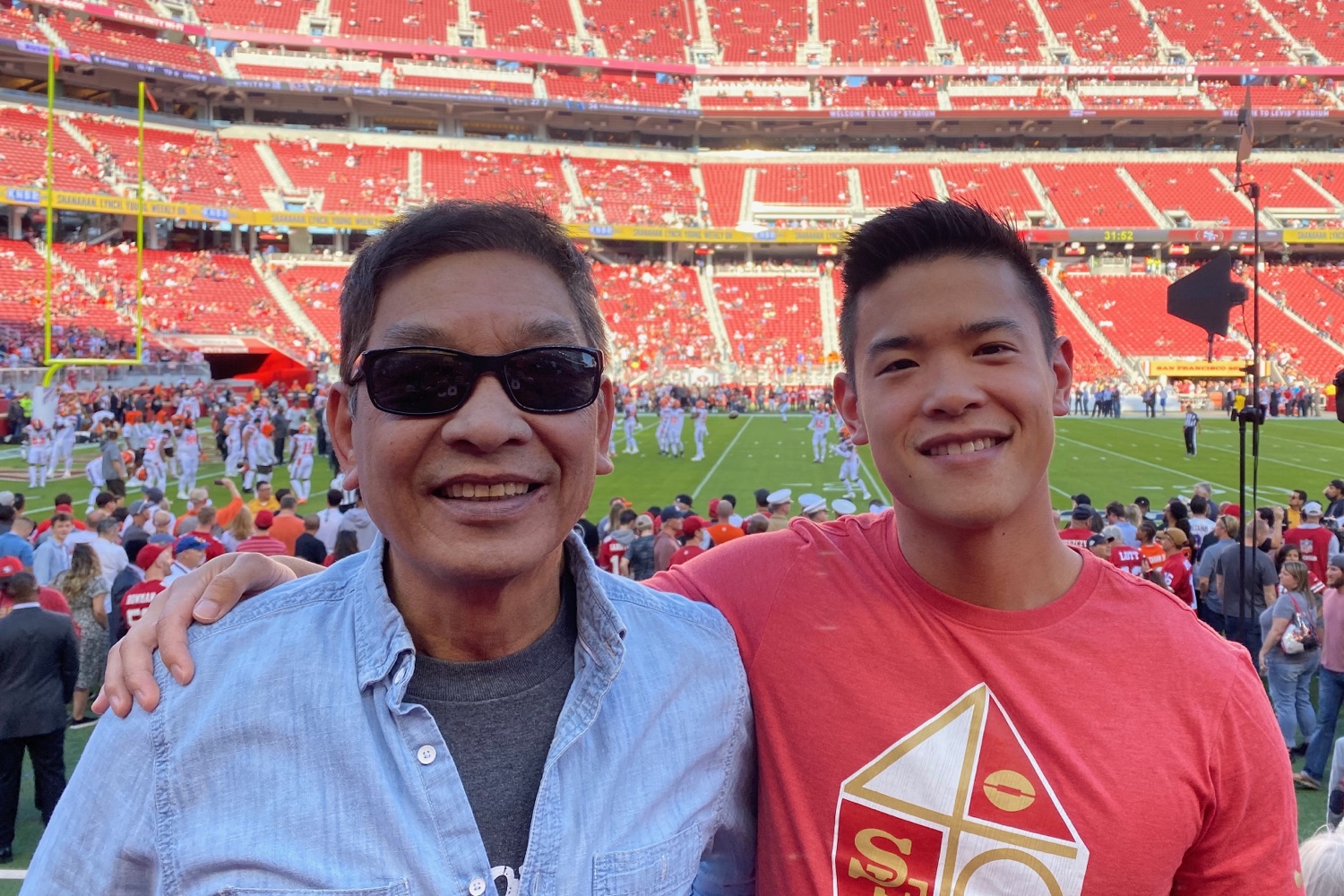 Daniel and his dad at Levi's Stadium in 2019.